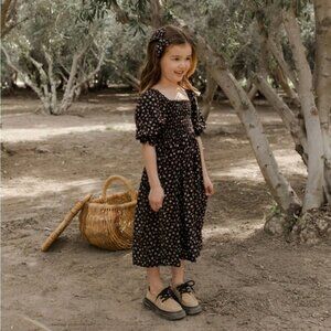 Rylee & Cru Adelaide Dress In Dark  Floral. Size 4-5Y